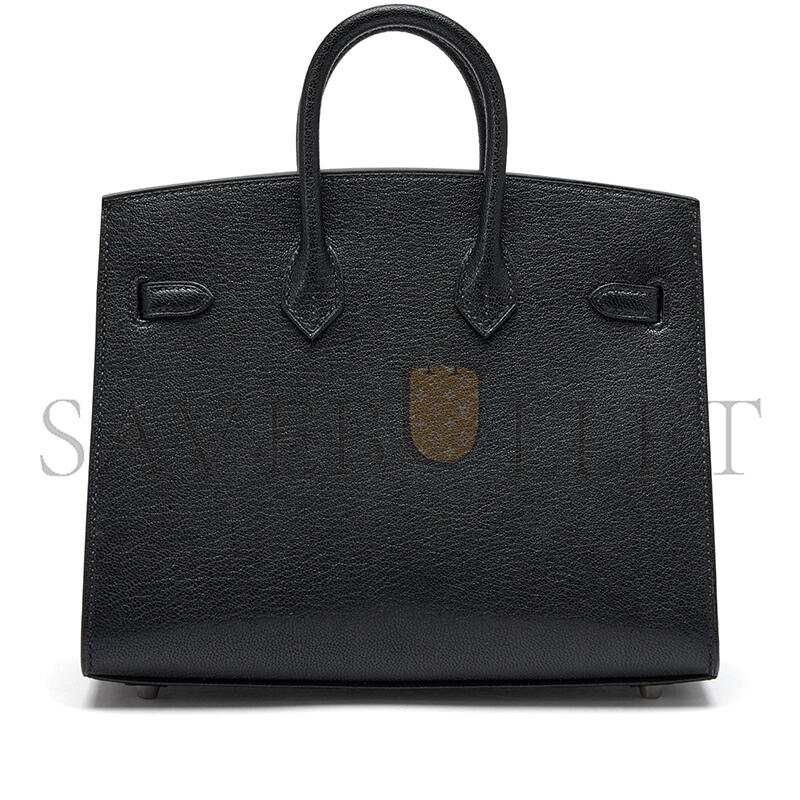 HERMÈS MASTER BIRKIN 20 SELLIER BOUCLERIE MODERNE BLACK CHÈVRE PALLADIUM HARDWARE (20*17*11cm)
